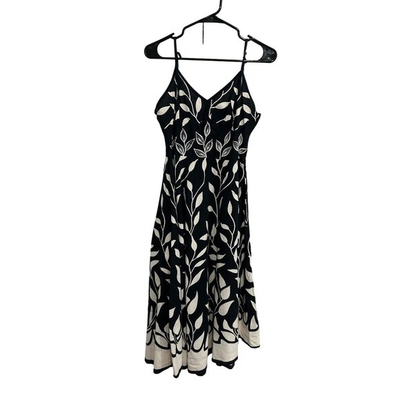 Magic Womens Black and White Botanical Pattern Spaghetti Strap Dress SZ Small - Picture 1 of 10